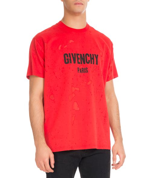 givenchy distressed t shirt red